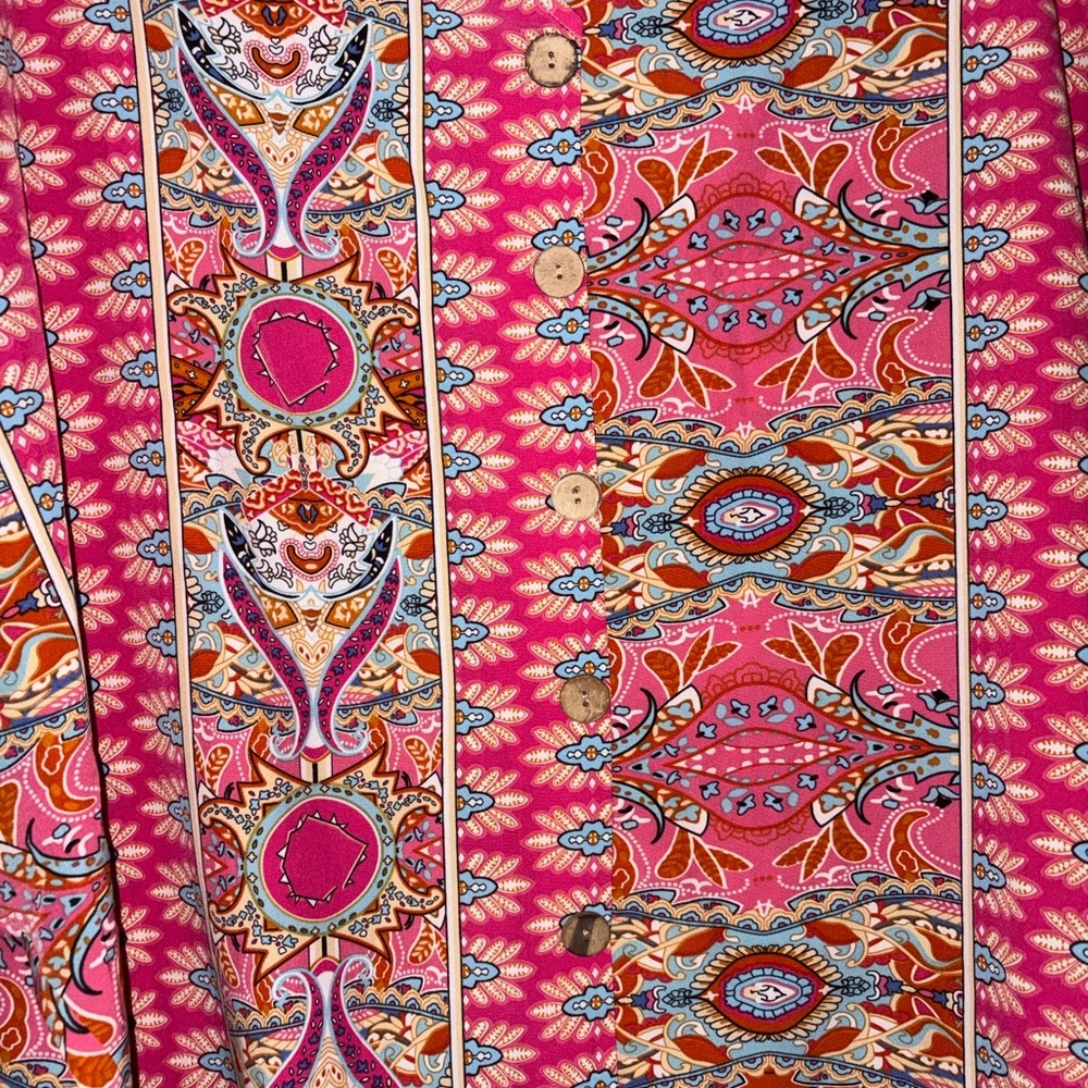 SHEIN Pink and Blue Patterned Blouse - Picture 3 of 4